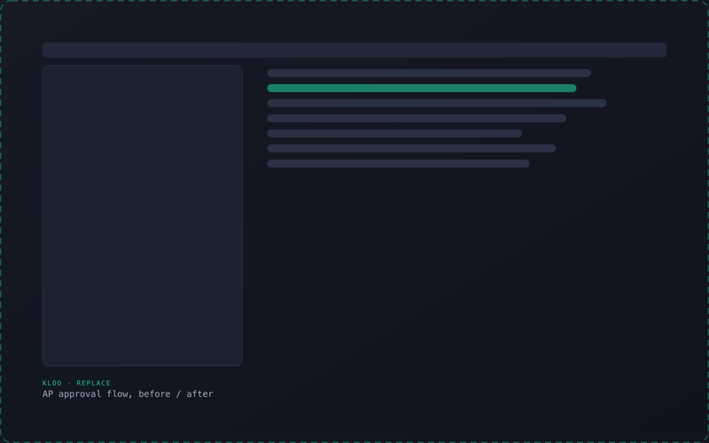 Placeholder screen — replace with the Kloo AP approval flow, before and after redesign