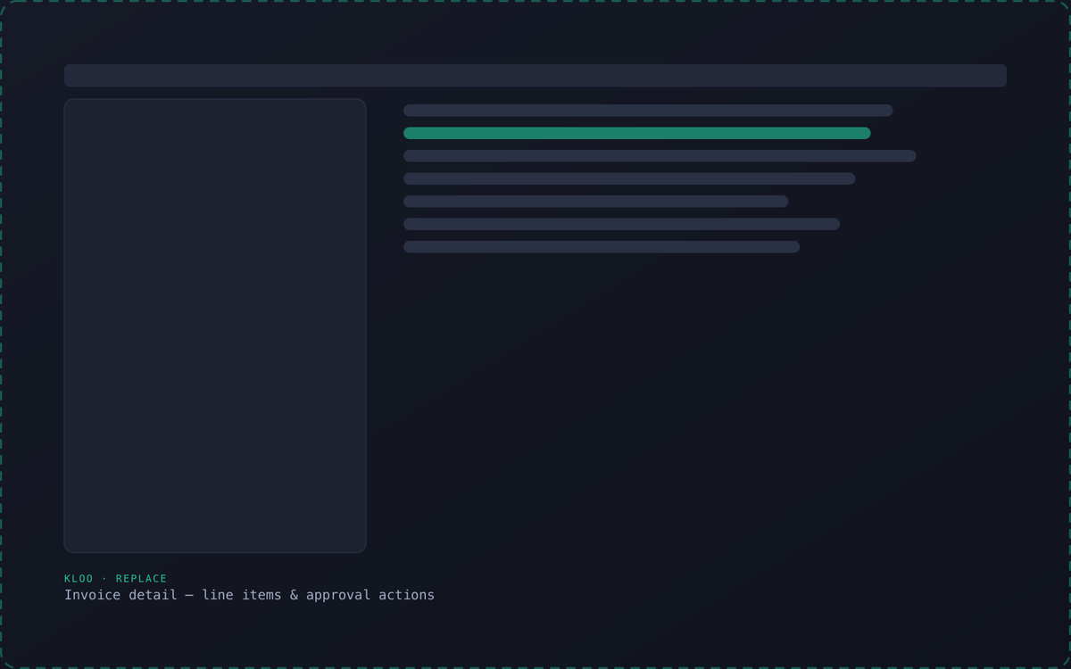 Invoice detail — line items & approval actions